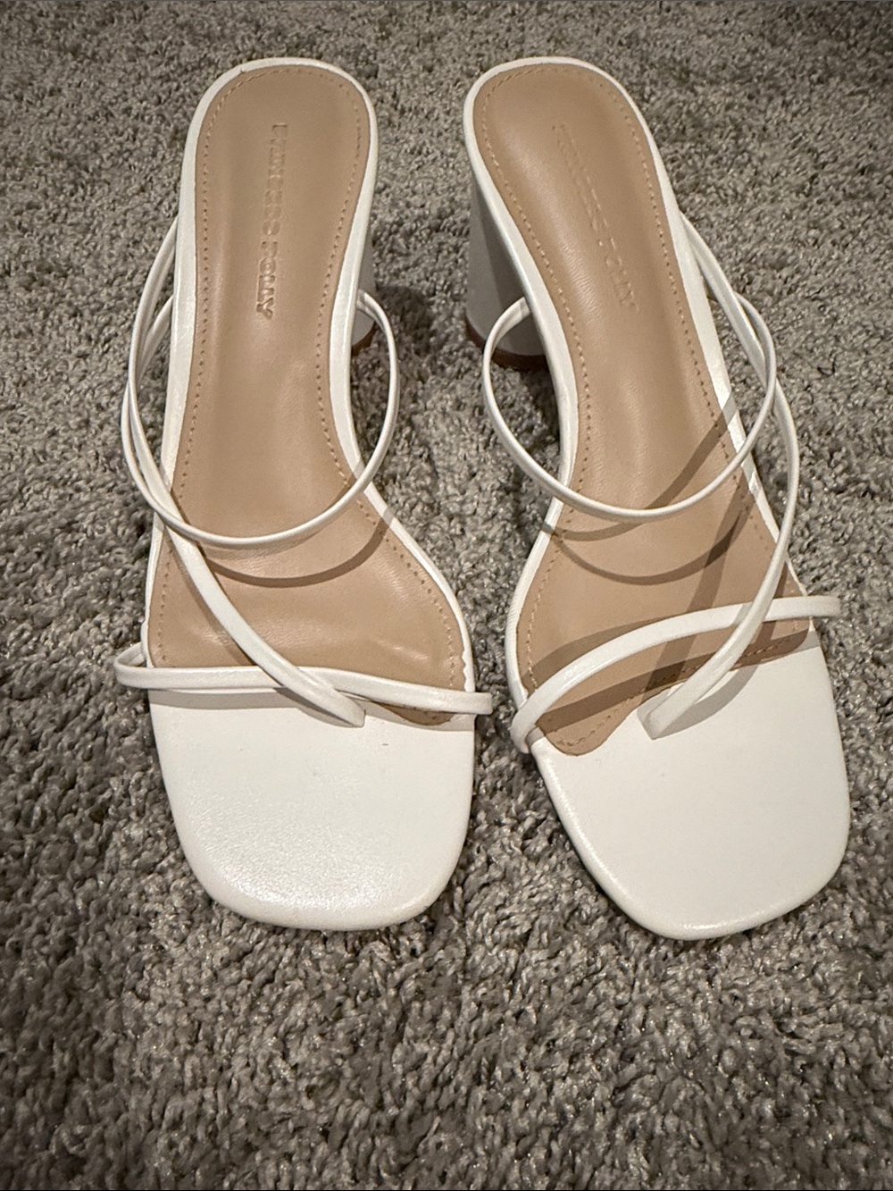 Princess Polly White Strappy Square Toe Block Heels